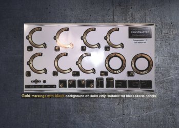(image for) Rangemaster 110 variant gas compatible panel fascia sticker set.
