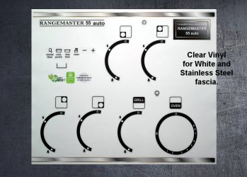 Rangemaster 55 auto gas compatible fascia sticker set. (image for) Rangemaster 55 auto gas compatible fascia sticker set.