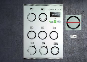 Rangemaster 90 Electric compatible fascia sticker set 55mm. (image for) Rangemaster 90 Electric compatible fascia sticker set 55mm.