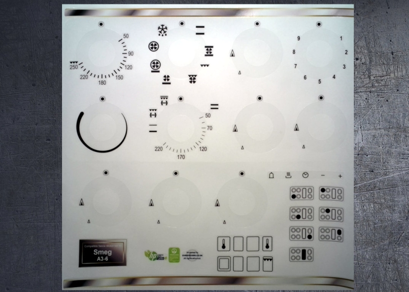 (image for) Smeg A3-6 range oven compatible fascia sticker set. - Click Image to Close