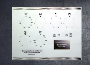 Baumatic BCE520W compatible fascia sticker set. (image for) Baumatic BCE520W compatible fascia sticker set.