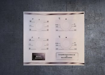 Beko BXIE32300XC Compatible fascia sticker set. 2 x sets on sheet. (image for) Beko BXIE32300XC Compatible fascia sticker set. 2 x sets on sheet.