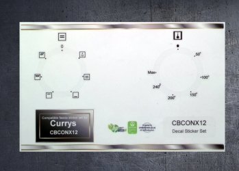 Currys Essentials CBCONX12 compatible fascia sticker set. (image for) Currys Essentials CBCONX12 compatible fascia sticker set.