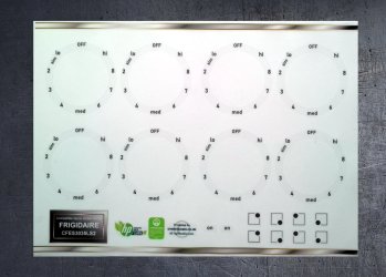 Frigidaire CFES3035LS2 plus others with 50mm dial, compatible fascia stickers. (image for) Frigidaire CFES3035LS2 plus others with 50mm dial, compatible fascia stickers.