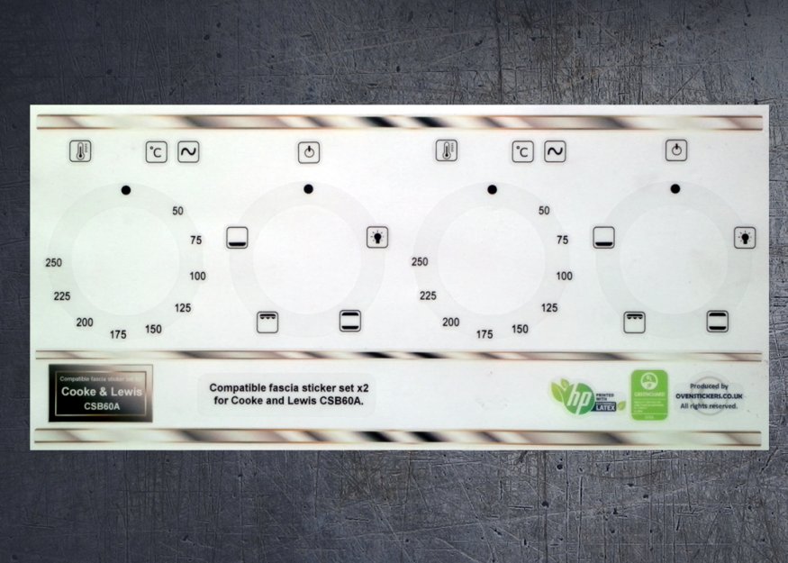(image for) Cooke & Lewis CSB60A Compatible fascia sticker set x2. - Click Image to Close