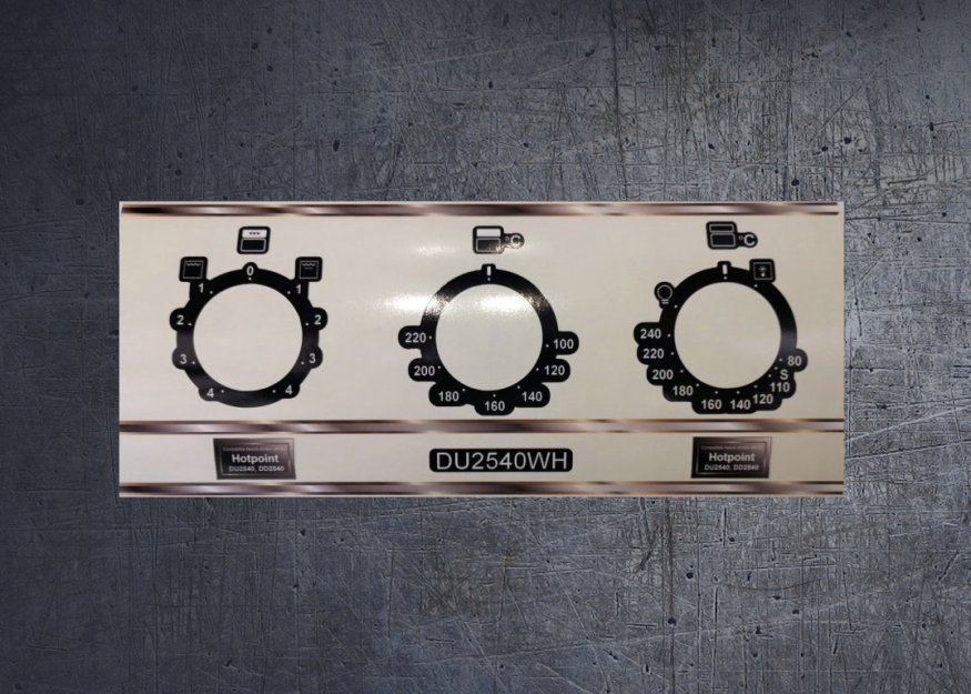(image for) HOTPOINT DU2540, DD2540 compatible panel fascia sticker set. - Click Image to Close