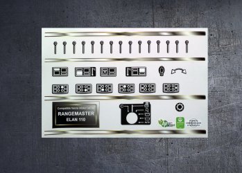 Rangemaster Elan 110 Compatible fascia sticker set. (image for) Rangemaster Elan 110 Compatible fascia sticker set.