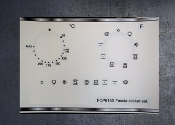 Candy FCP615X compatible fascia panel decal sticker set. (image for) Candy FCP615X compatible fascia panel decal sticker set.