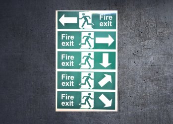 (image for) Set of 5 Fire Exit running man stickers.