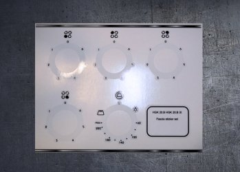 INDESIT HGK20.B lX Suitable front panel fascia sticker set. (image for) INDESIT HGK20.B lX Suitable front panel fascia sticker set.