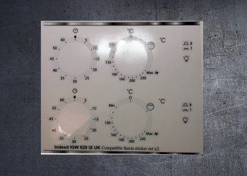 INDESIT IGW 620 IX compatible fascia sticker set. (image for) INDESIT IGW 620 IX compatible fascia sticker set.