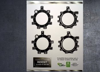 (image for) Indesit Turn&Go IO 253 X/B Compatible fascia sticker set x2.