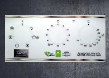 INDESIT KFW3543HIXUK compatible fascia sticker set. (image for) INDESIT KFW3543HIXUK compatible fascia sticker set.