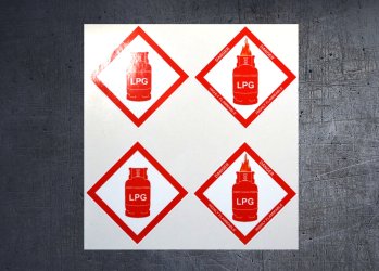 (image for) LPG safety stickers for Caravans, Motorhomes, Boats, Storage etc.