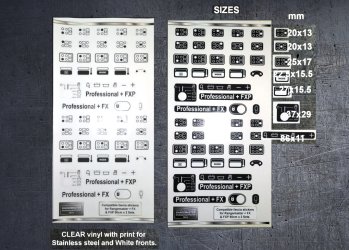 Rangemaster professional + FX & FXP Compatible fascia stickers. (image for) Rangemaster professional + FX & FXP Compatible fascia stickers.