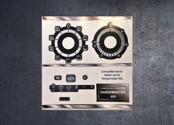 Rangemaster 60S compatible fascia panel sticker set. (image for) Rangemaster 60S compatible fascia panel sticker set.
