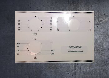 Smeg SF6341GVX compatible panel fascia sticker set. (image for) Smeg SF6341GVX compatible panel fascia sticker set.