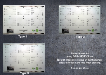(image for) Smeg SF64M3TVX compatible fascia sticker set x2, all variants.