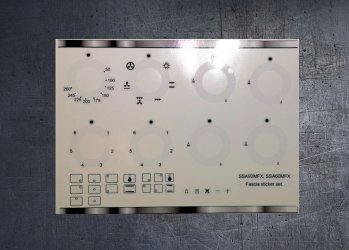 Smeg SSA92MFX, SSA60MFX compatible fascia sticker set. (image for) Smeg SSA92MFX, SSA60MFX compatible fascia sticker set.