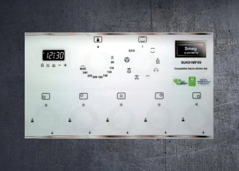 Smeg SUK91MFX9 compatible panel fascia sticker set. (image for) Smeg SUK91MFX9 compatible panel fascia sticker set.