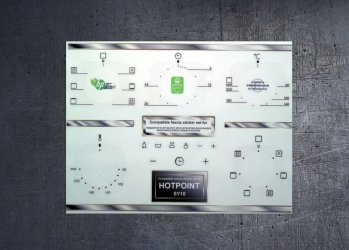 Hotpoint SY10, FORNO FB51IX compatible fascia sticker set. (image for) Hotpoint SY10, FORNO FB51IX compatible fascia sticker set.