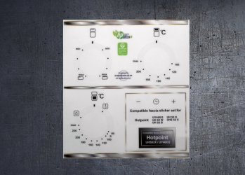 Hotpoint UHS53X, UY46X/2, UH53B/K Compatible fascia sticker set. (image for) Hotpoint UHS53X, UY46X/2, UH53B/K Compatible fascia sticker set.