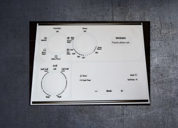 Westinghouse WVE665 compatible panel fascia sticker set. (image for) Westinghouse WVE665 compatible panel fascia sticker set.