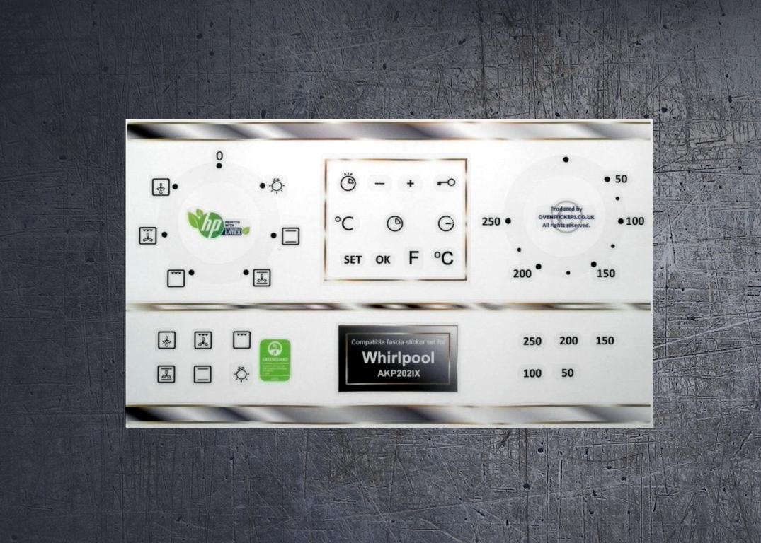 Whirlpool AKP 202IX compatible fascia vinyl stickers. (image for) Whirlpool AKP 202IX compatible fascia vinyl stickers.