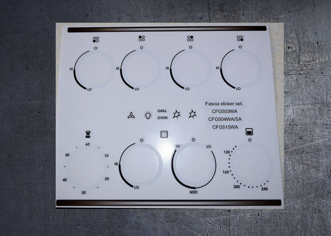 (image for) CHEF CFG503WA/SA, CFG515WA compatible fascia sticker set.