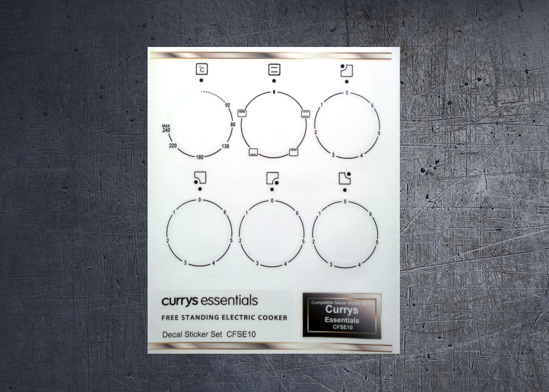 (image for) Currys Essentials CFSE10 compatible fascia sticker set.
