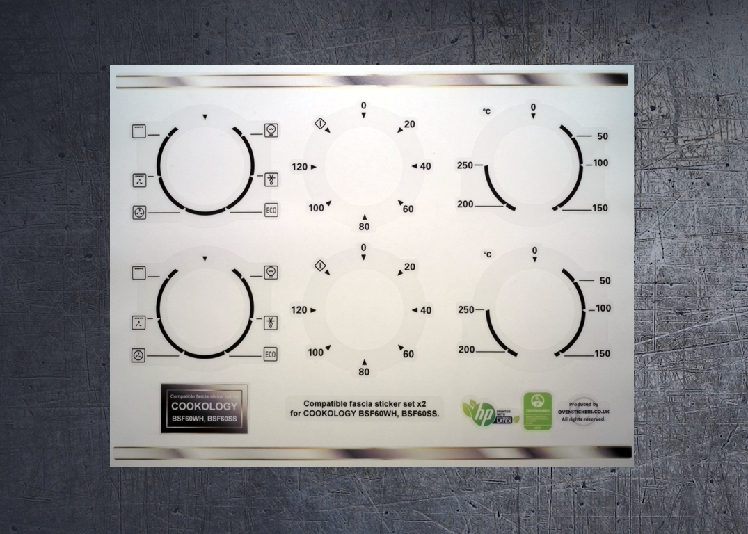(image for) COOKOLOGY BSF60WH, BSF60SS Compatible fascia sticker set x2.