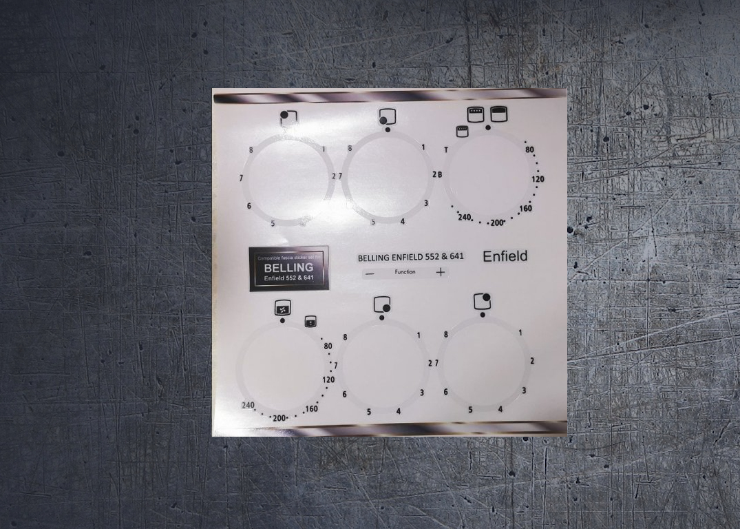 Belling Enfield 552, 622, 641 compatible fascia sticker set. (image for) Belling Enfield 552, 622, 641 compatible fascia sticker set.