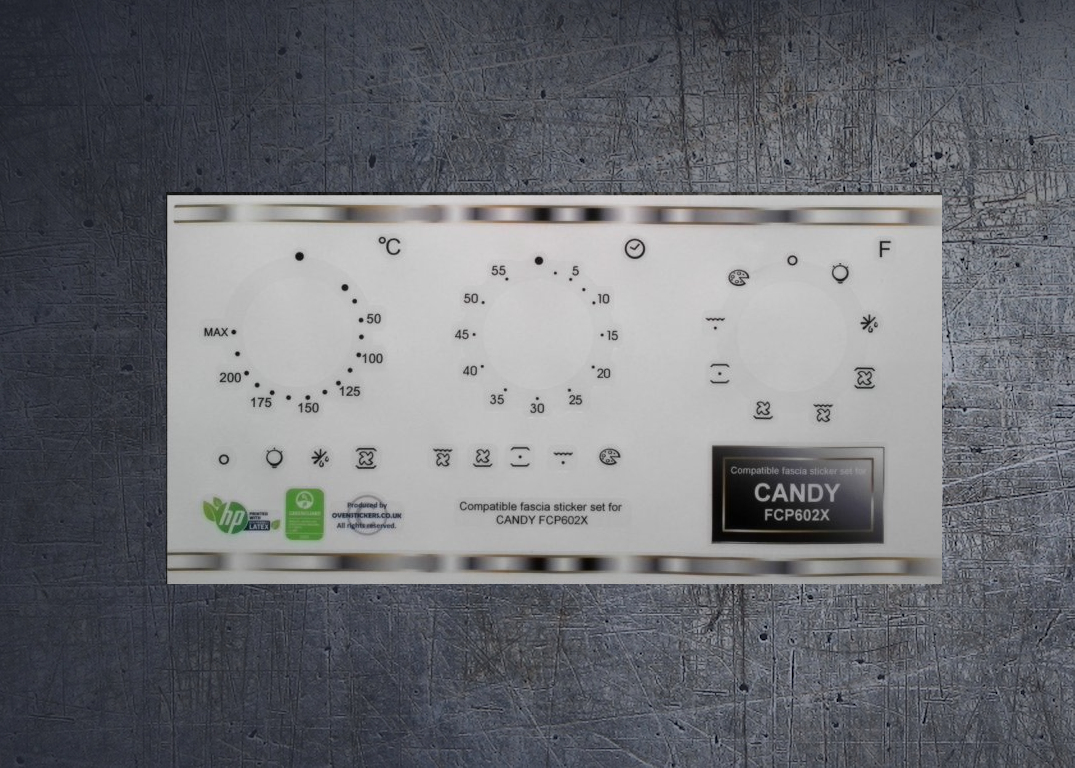 Candy Forno FCP602X compatible fascia panel sticker set. (image for) Candy Forno FCP602X compatible fascia panel sticker set.