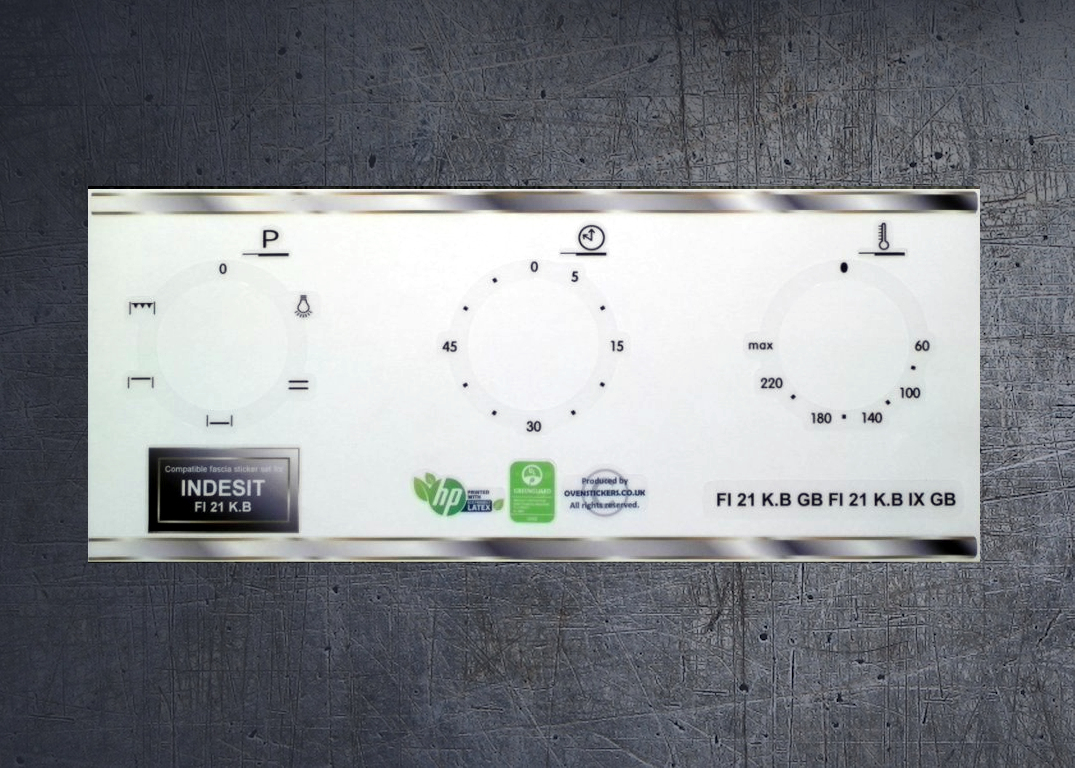 (image for) INDESIT FI 21 K.B, FI 21 K.B IX compatible fascia sticker set.