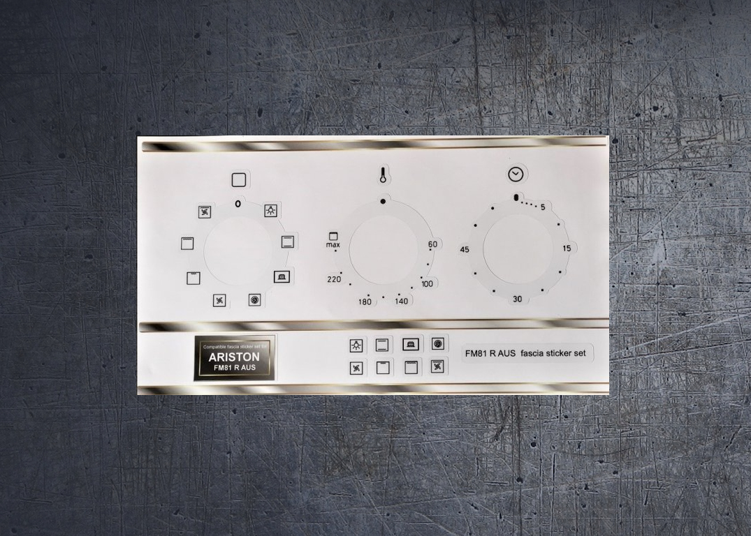 Ariston FM81 R AUS compatible fascia sticker set. (image for) Ariston FM81 R AUS compatible fascia sticker set.