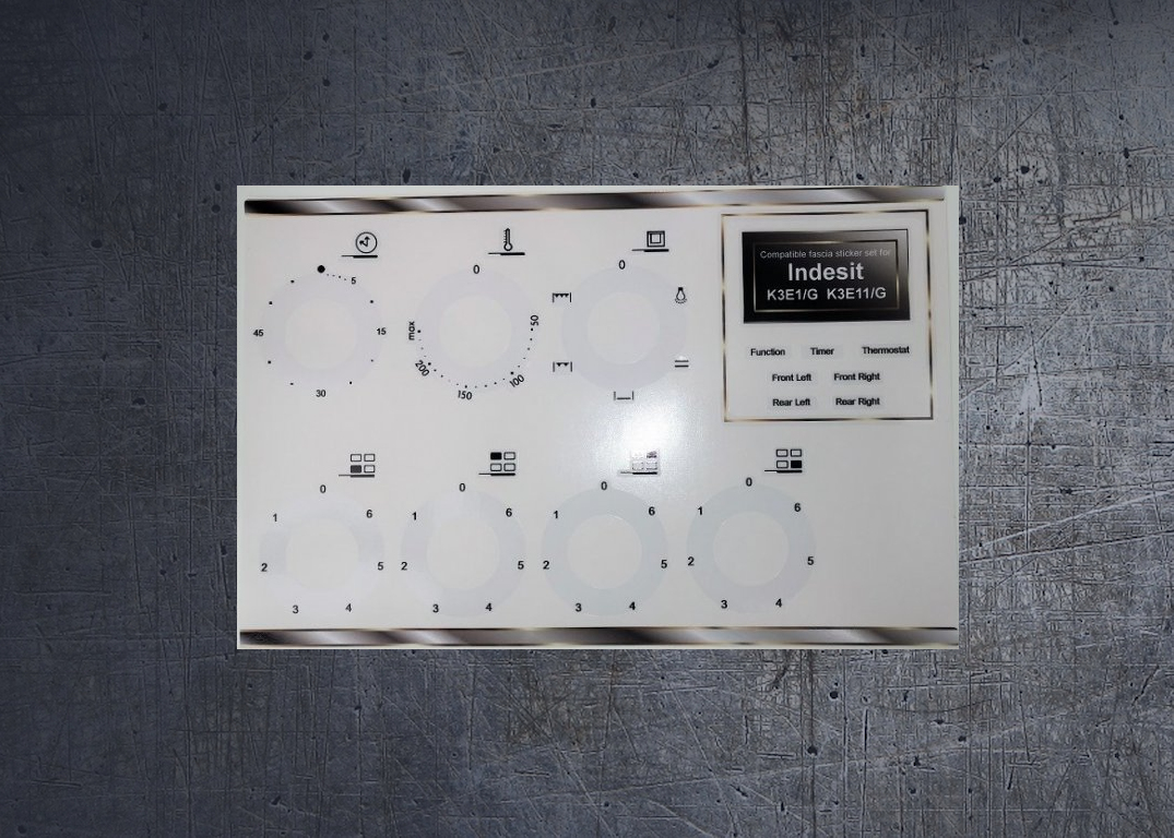 (image for) INDESIT K3E1/G K3E11/G compatible fascia stickers.