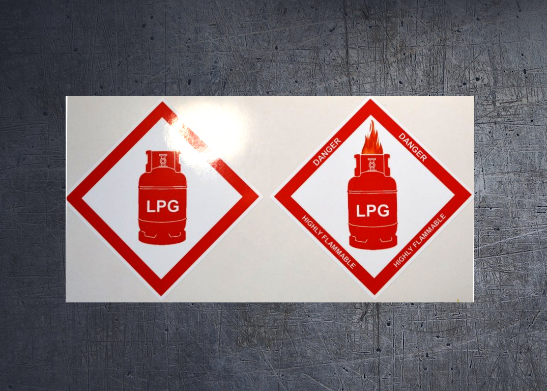 (image for) LPG safety stickers for Caravans, Motorhomes, Boats, Storage etc.
