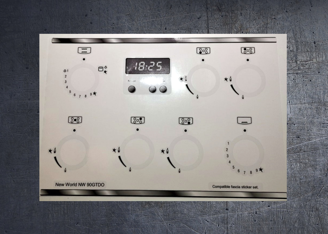 Newworld NW90GTDO compatible fascia sticker set. (image for) Newworld NW90GTDO compatible fascia sticker set.