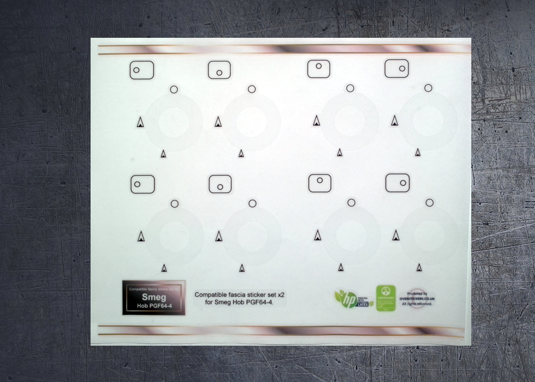(image for) Smeg PGF64-4 Hob Compatible fascia sticker set x2.