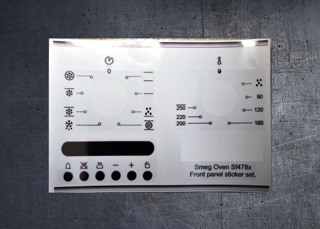 (image for) Smeg Oven SF478X compatible panel fascia sticker set.