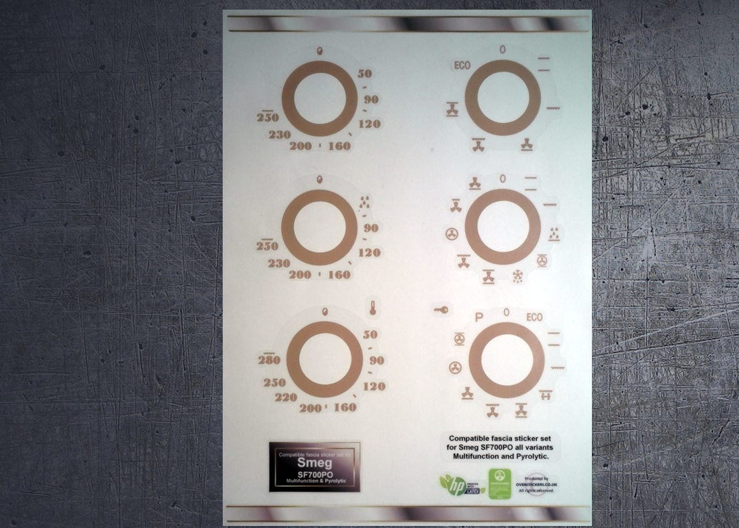 (image for) Smeg SF700PO Compatible fascia sticker set, all variants.