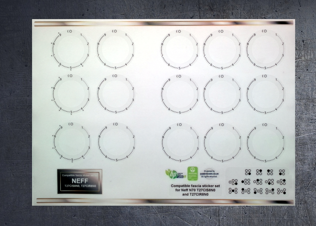 (image for) NEFF T27CIS8N0, T27CIR8N0 Hob, compatible fascia sticker set, may fit others.