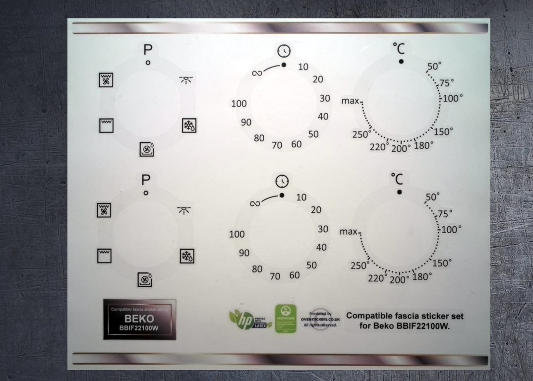 (image for) Beko BBIF22100W Compatible fascia sticker set x2.