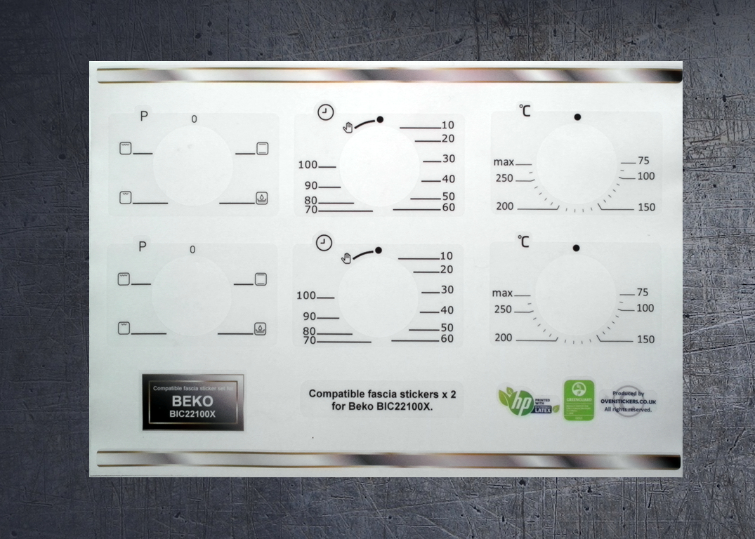 (image for) Beko BIC22100X compatible fascia sticker set x2.