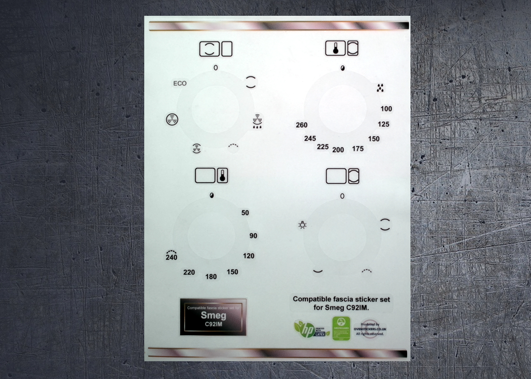 (image for) Smeg C92IM Compatible fascia sticker set.