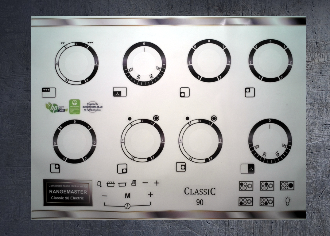 (image for) Rangemaster Classic 90 Electric compatible fascia sticker set.