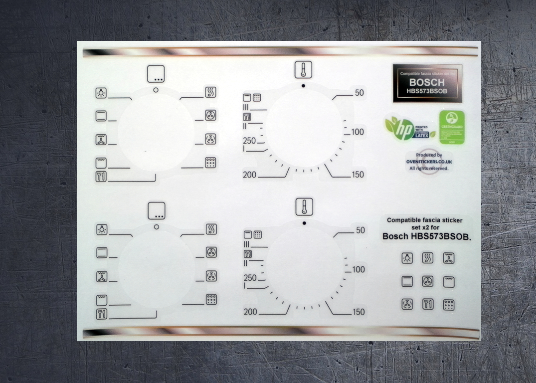 (image for) BOSCH HBS573BSOB compatible fascia sticker set.